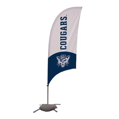 BYU Cougars College Sports Printed Feather Flag - NCAA Licensed - Super Polyester - School Banner (White, Blue) (7.5' Cross Base)