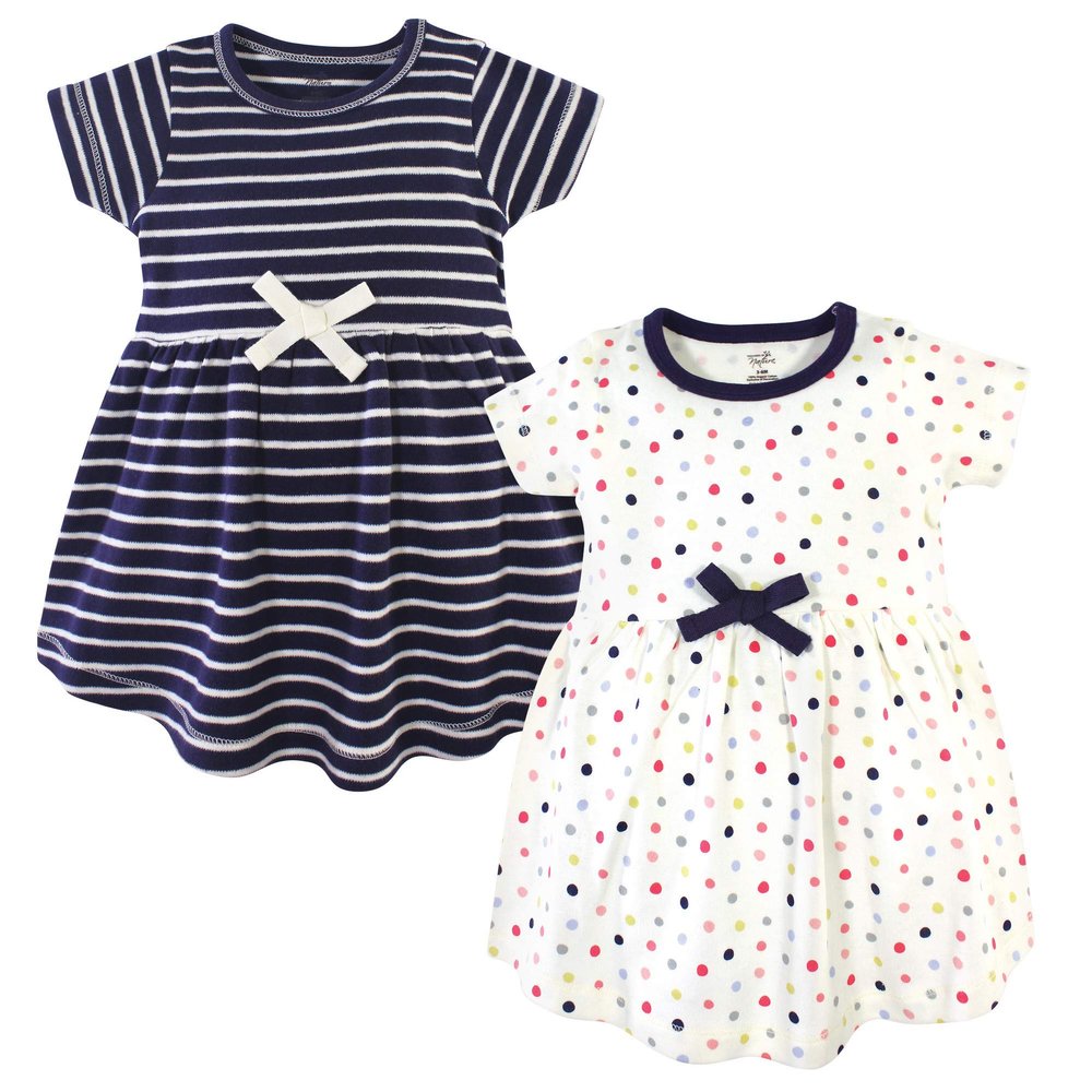 Touched by Nature Girls, Toddler, Baby and Womens Organic Cotton Short-Sleeve and Long-Sleeve Dresses, Colorful Dot Short Sleeve, 4 Toddler