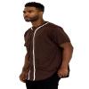 WEIV GEAR Mens Baseball Jersey  Button Down Short Sleeve T-Shirts Active Team Sports Uniforms Plain Tee Hipster Top STS0171 BROWHT 3XL view 2