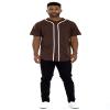 WEIV GEAR Mens Baseball Jersey  Button Down Short Sleeve T-Shirts Active Team Sports Uniforms Plain Tee Hipster Top STS0171 BROWHT 3XL view 4