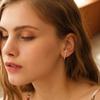 18K Rose Gold Plated Sterling Silver Paved Gemstone Curved Bar Ear Cuffs Suspender Earrings CZ Huggie Earrings view 4