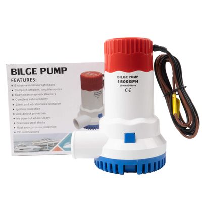 Sanuke Bilge Pump for Boat 1500GPH,1-1/8'' Outlet, 12V Submersible for Portable Accessories Marine Boat Water Pump, Low Noise Electric