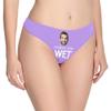 Custom Women's Funny Face Makes Me Wet Purple Thong G-Strings Briefs Shorts Underpants Printed with Photo L view 3