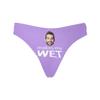 Custom Women's Funny Face Makes Me Wet Purple Thong G-Strings Briefs Shorts Underpants Printed with Photo L view 4