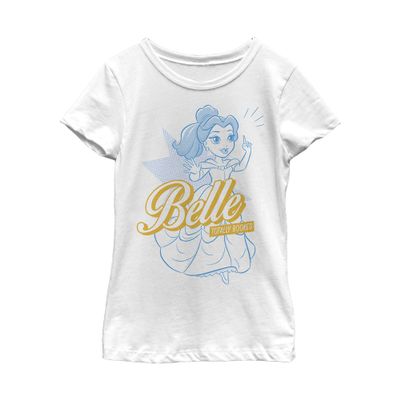 Fifth Sun Disney Princess Belle Pop Girl's Solid Crew Tee, White, X-Large