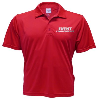 Smart People Clothing Event Photographer Polo Reflective Design,Performance Polo w/Moisture Wicking Technology, red Shirt.