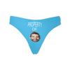 Custom Women's Funny Face Property of Blue Thong G-Strings Briefs Underpants Printed with Photo XS view 4