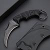 KIASLORE 1911K Tactical Knife Fixed Blade Teeth Knife D2 curved Blade & G10 Handle for Outdoor Survival, Camping, Bushcraft and Hunting, with Sheath (Stonewashed, 180) view 2
