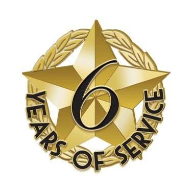 Crown Awards 1" x1" 6 Year of Service Recognition Lapel Pins, Star-Shaped 6 Year of Service Gold Lapel Pins 100 Pack Prime