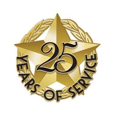 1" x1" 25 Of Service Recognition Lapel Pins, Star-Shaped 25 Year Of Service Gold Lapel Pins 50 Pack