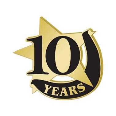 1" x1" 10 Year Recognition Lapel Pins, Star-Shaped 10 Year Recognition Gold Lapel Pins 20 Pack Prime