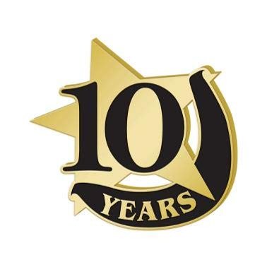 1" x1" 10 Year Recognition Lapel Pins, Star-Shaped 10 Year Recognition Gold Lapel Pins 20 Pack Prime