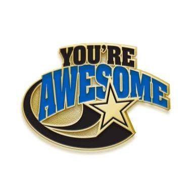 1" x 1" You Are Awesome Pins, Perfect You Are Awesome Recognition Lapel Pins For A Job Well Done Gift Gold 50 Pack