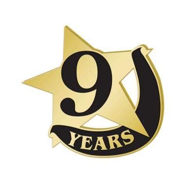 Crown Awards 1" x1" 9 Year Recognition Lapel Pins, Star-Shaped 9 Year Recognition Gold Lapel Pins 50 Pack Prime