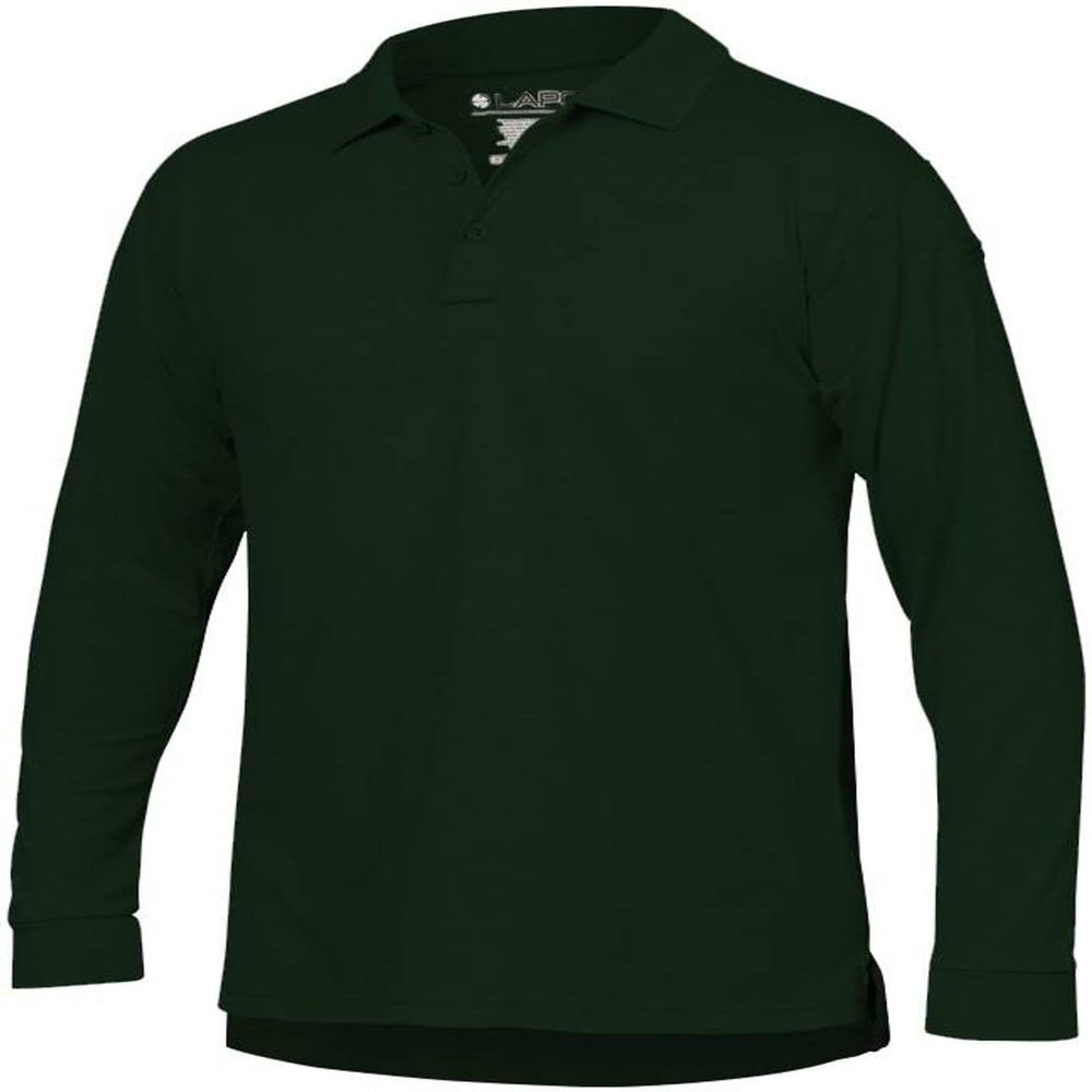 LA Police Gear LAPG Men's Operator Tactical Long Sleeve Polo Shirt, Lightweight Anti-Wrinkle Moisture-Wicking Uniform Long Sleeve Polo for Men, LE Green, Small