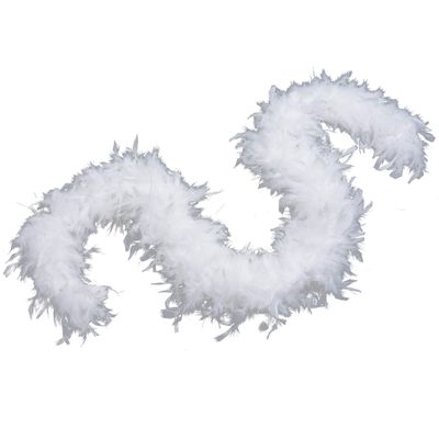 Flydreamfeathers 60 Gram, 2 yards Long Chandelle Feather Boa Great for Party, Wedding, Halloween Costume, Christmas Tree, Decoration(White)
