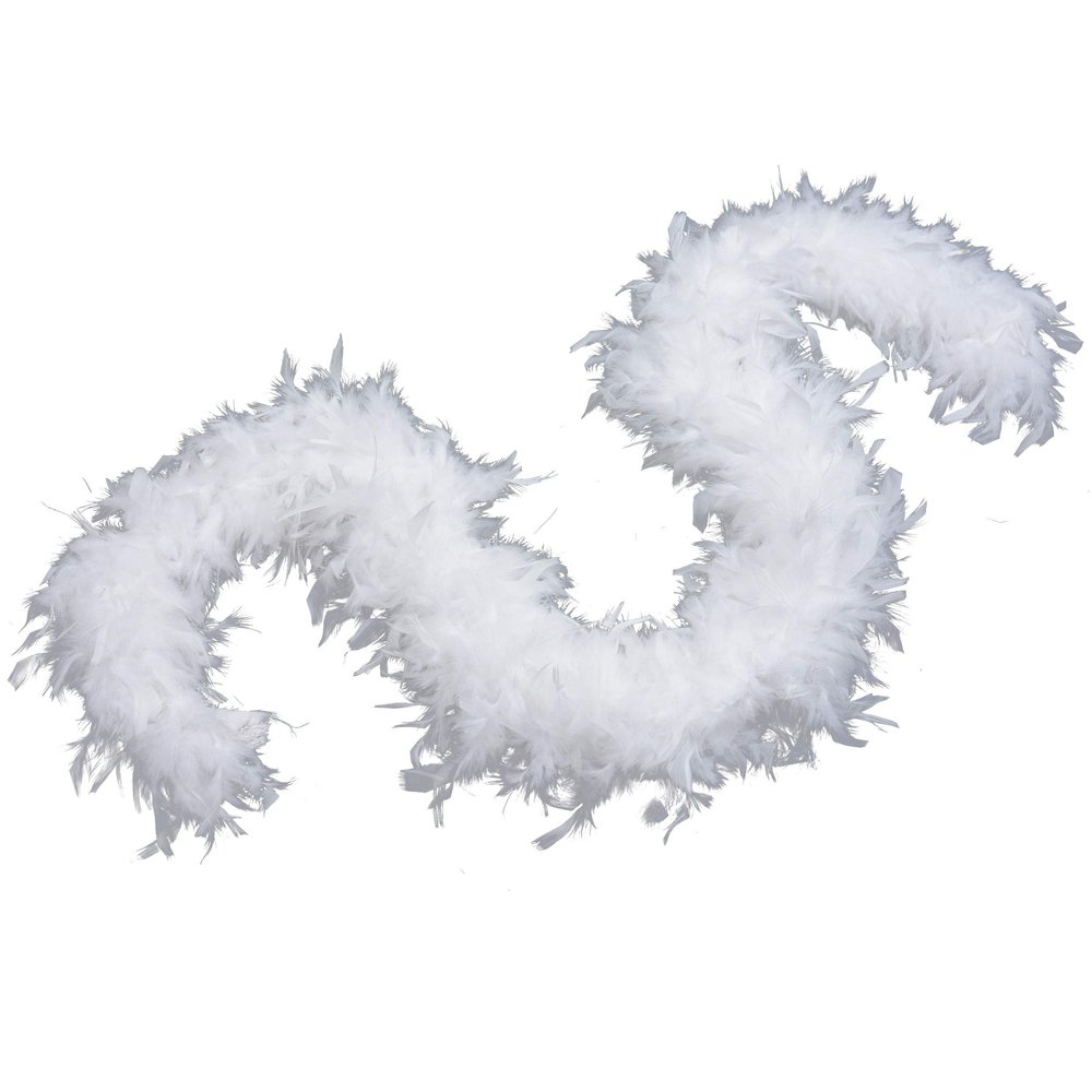Flydreamfeathers 60 Gram, 2 yards Long Chandelle Feather Boa Great for Party, Wedding, Halloween Costume, Christmas Tree, Decoration(White)