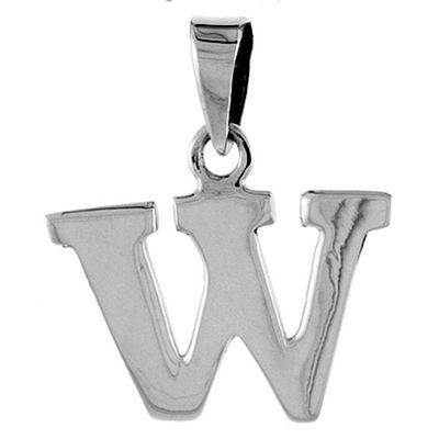 1/2 Inch Small Sterling Silver Block Initial W Necklace Alphabet Letters High Polished 22 inch Box_15