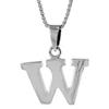 1/2 Inch Small Sterling Silver Block Initial W Necklace Alphabet Letters High Polished 22 inch Box_15 view 2