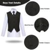 Boys Suits Slim Fit Dress 4 Pieces Vest Set Youth Suits for Formal Casual Occasions Black Size 2T view 4