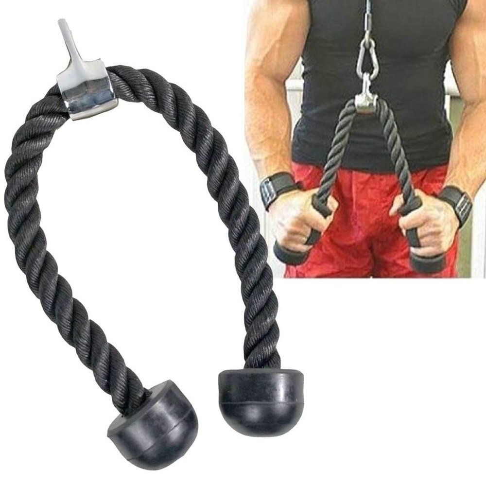 jkbfyt Heavy Duty Fitness Pull Rope for Biceps Triceps and Shoulders Double Grip Black