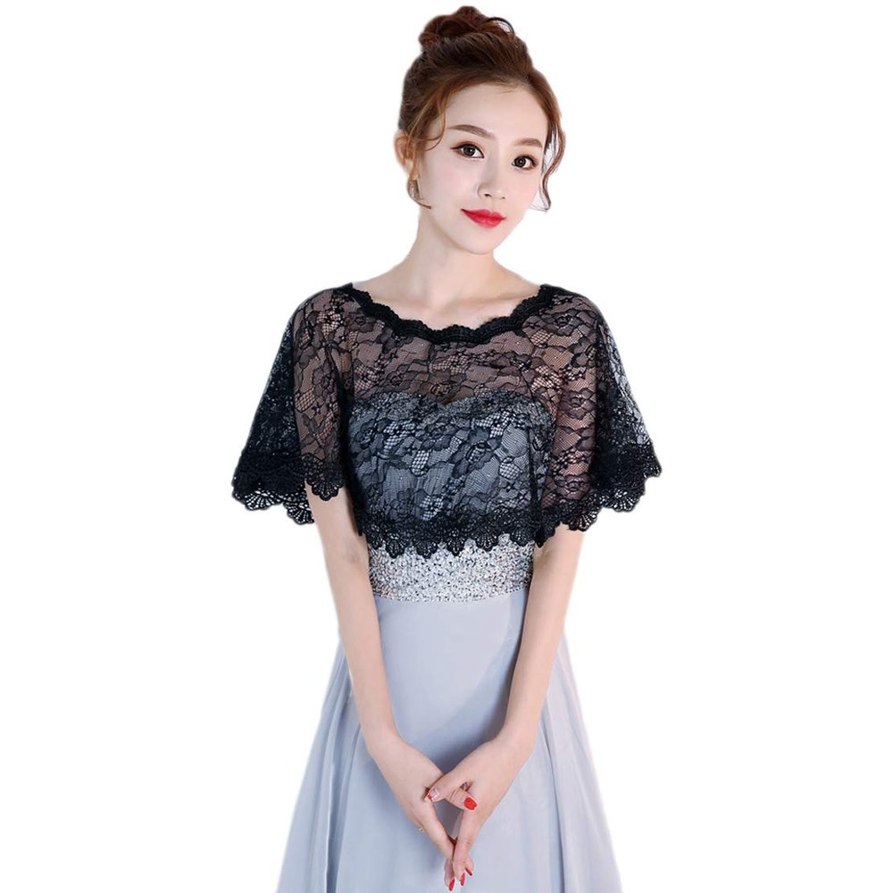 Embroidered Lace Tulle Shrug Shawl Wrap Bolero Shrugs Wedding Jacket for Bride