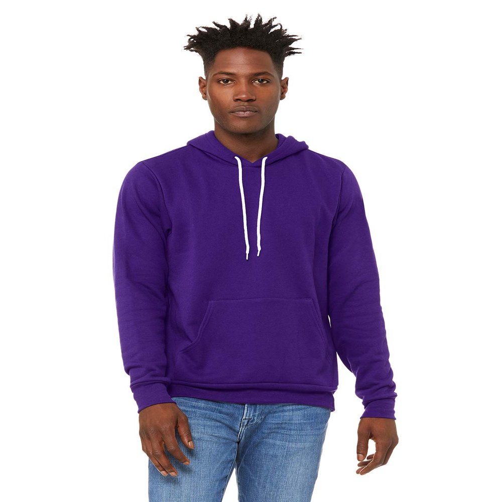 Bella + Canvas Unisex Sponge Fleece Pullover Hooded Sweatshirt XL TEAM PURPLE