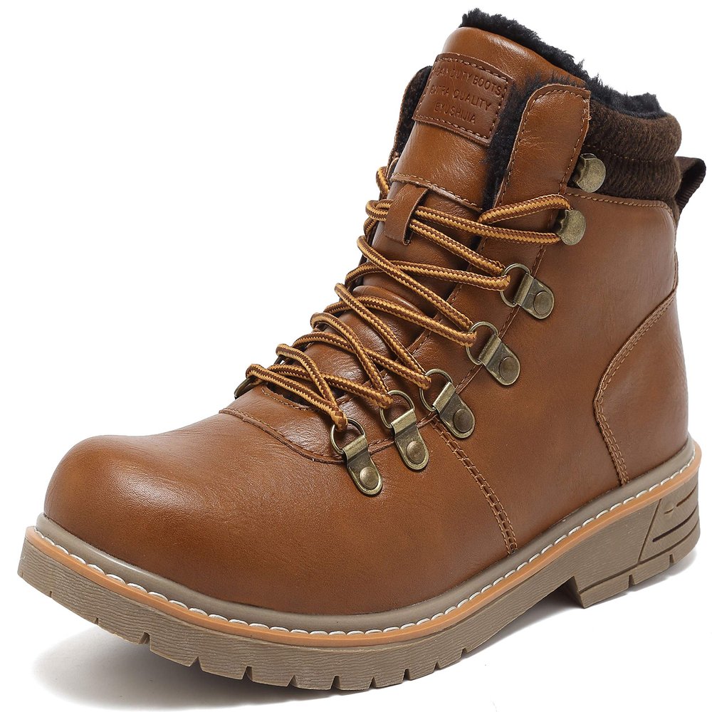 EYUSHIJIA Men's Waterproof Snow Boots Hiking Boot (12, Camel-Fur Lining)