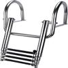 Hoffen 4 Step Pontoon Boat Ladder, Stainless Steel Telescoping Folding Boat Ladder Rear Entry Heavy Duty Custom Inboard with Pedal and Safe Handrails view 4