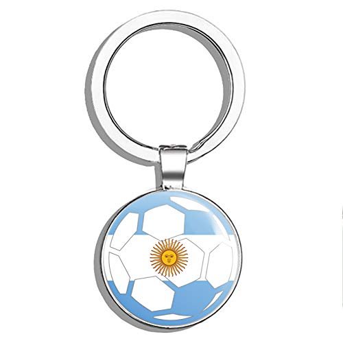 PRS Vinyl Argentina Soccer Ball Flag Double Sided Stainless Steel Keychain Key Ring Chain Holder Car/Key Finder