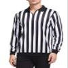 FitsT4 Sports Men's Official Black & White Stripe Referee Shirt Zipper Collared Long Sleeve Umpire Jersey Costume Pro Ref Uniform for Soccer Basketball Football Cosplay view 1
