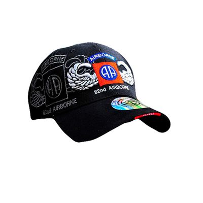 82nd Airborne Division Baseball Cap Embroidered Adjustable Duck Tongue Military Hat Black
