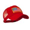 5 Panel Mesh American Flag Patch Cap - Red OSFM view 4