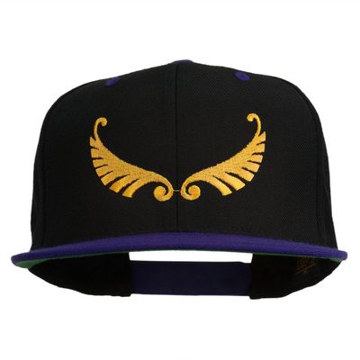 e4Hats.com Abstract Wings Design Embroidered Snapback Cap - Black Purple OSFM