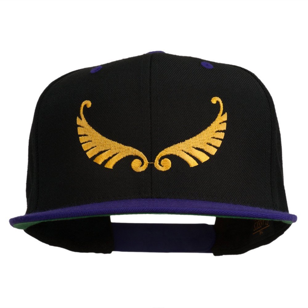 e4Hats.com Abstract Wings Design Embroidered Snapback Cap - Black Purple OSFM