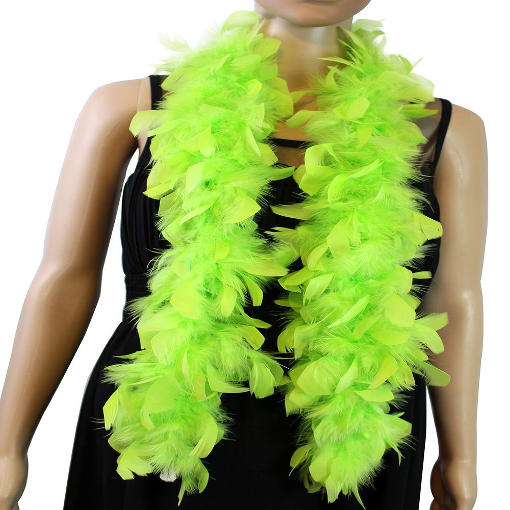 Flydreamfeathers 25 Gram, 4 Feet Long Chandelle Feather Boa, Great for Party, Wedding, Halloween Costume, Christmas Tree, Decoration (Chartreuse)