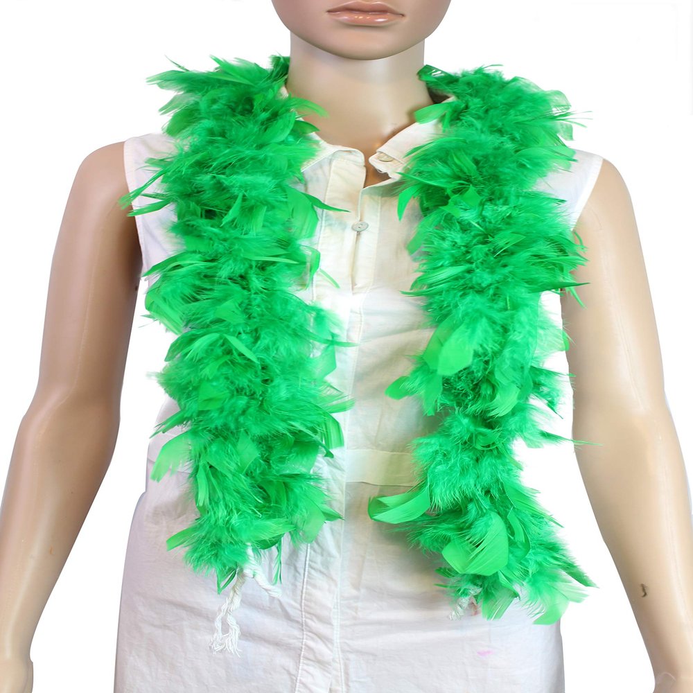 Flydreamfeathers 25 Gram, 4 Feet Long Chandelle Feather Boa, Great for Party, Wedding, Halloween Costume, Christmas Tree, Decoration (Kelly Green)