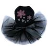 Pink & Purple Flowers - Bling Rhinestone Dog Tutu Dress, M Black view 1