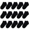 BOOPH Kids Socks for Boys Girls Low Cut Athletic Ankle Socks 6-8 Years Black