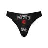 Custom Women's Funny Face Property of Name Rose Black Thong G-Strings Briefs Shorts Underpants Printed with Photo L view 1