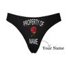 Custom Women's Funny Face Property of Name Rose Black Thong G-Strings Briefs Shorts Underpants Printed with Photo L view 2