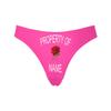 Custom Women's Funny Face Novelty Briefs Thong G-Strings Property of Name Rose Pink Printed with Photo S view 1
