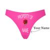 Custom Women's Funny Face Novelty Briefs Thong G-Strings Property of Name Rose Pink Printed with Photo S view 2