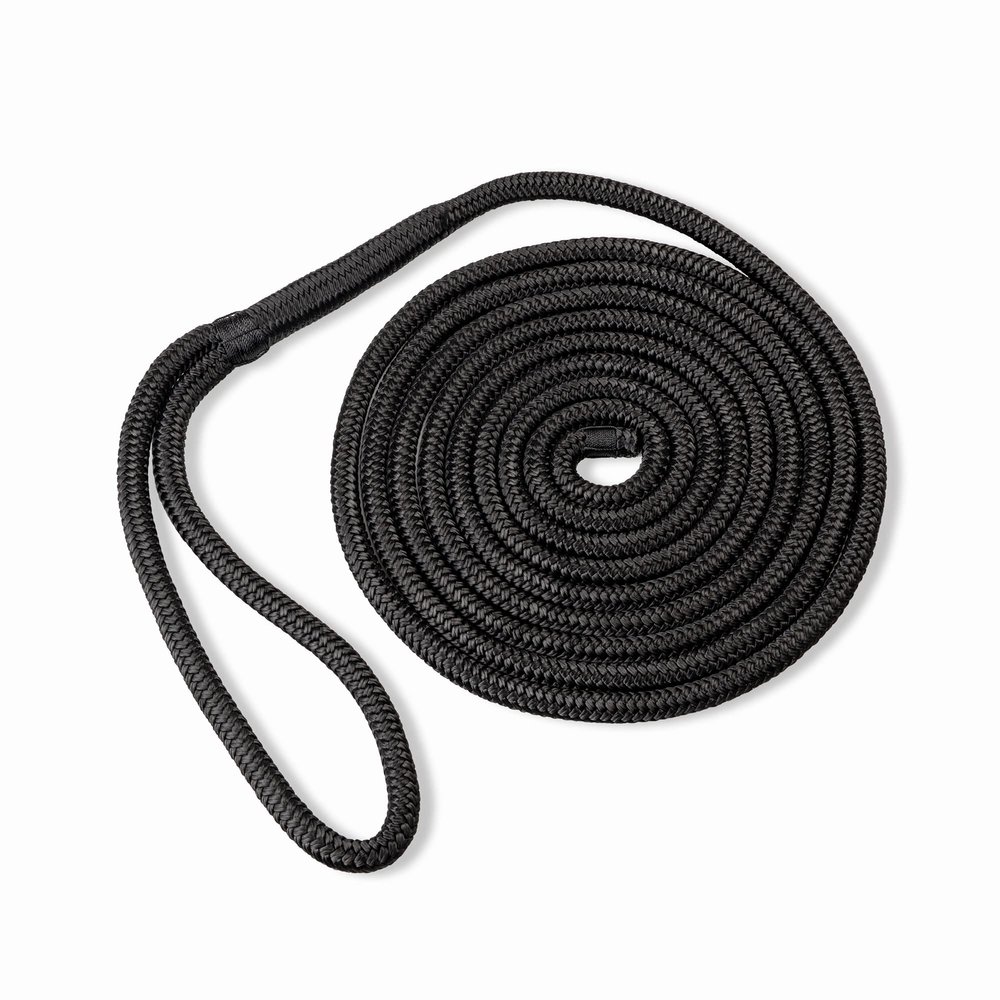 ACY Marine Double Braided Nylon Dock Line (Black, 5/8-Inch x 35-Feet)