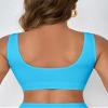 Boolavard New Seamless Sports Style Bra Crop Top Vest Comfort Stretch Bras Shapewear (S, Aqua) view 2