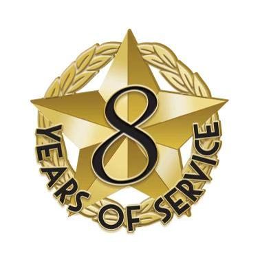 Crown Awards 1" x1" 8 Year of Service Recognition Lapel Pins, Star-Shaped 8 Year of Service Gold Lapel Pins 50 Pack Prime