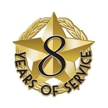 Crown Awards 1" x1" 8 Year of Service Recognition Lapel Pins, Star-Shaped 8 Year of Service Gold Lapel Pins 50 Pack Prime