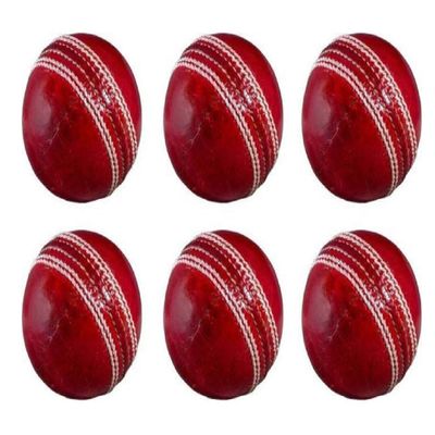 warriors point 4 Piece Ball Tournament Red Leather Ball for Practice, Match, Academy, and Tournament, Cricket Ball Red Leather(Pack of 6)