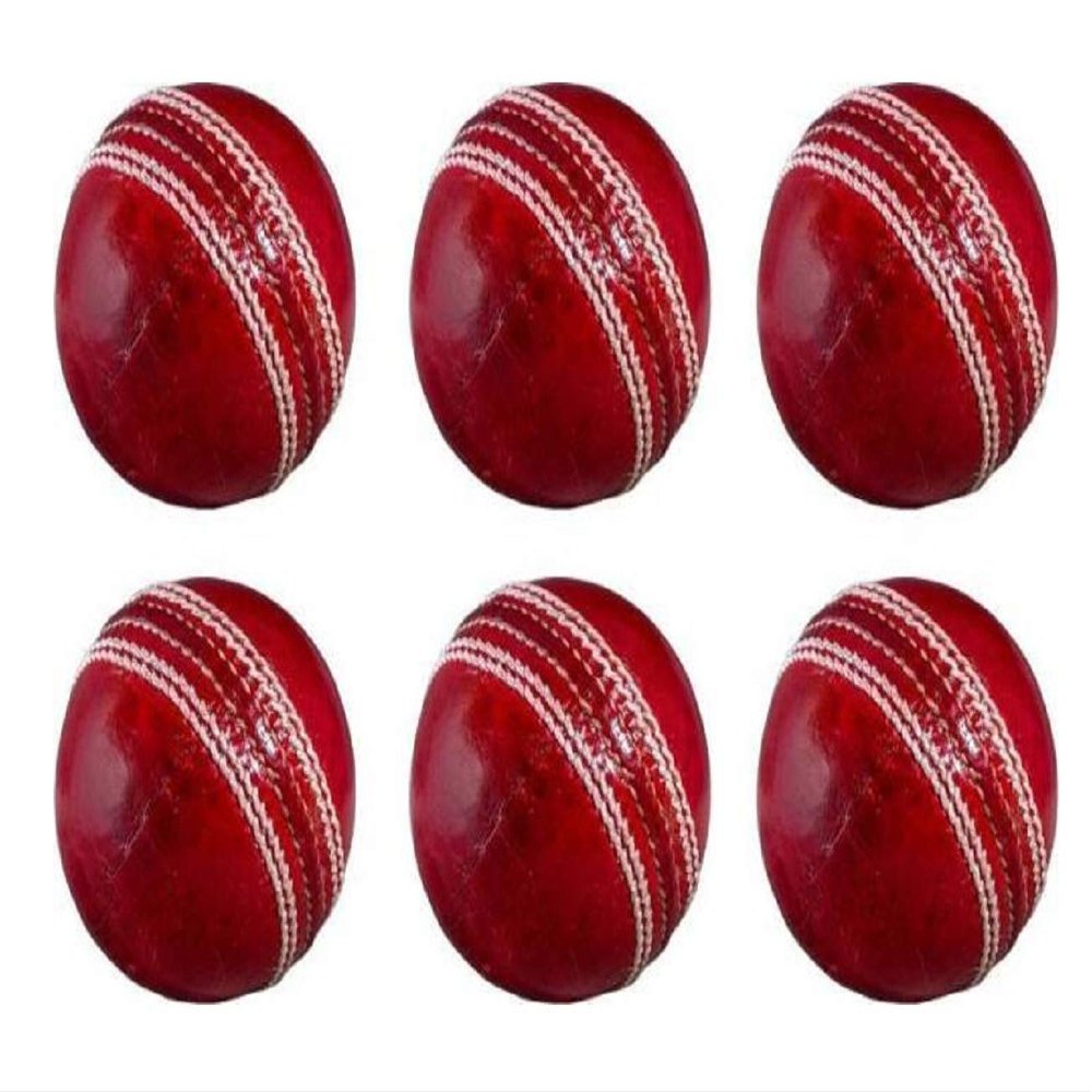 warriors point 4 Piece Ball Tournament Red Leather Ball for Practice, Match, Academy, and Tournament, Cricket Ball Red Leather(Pack of 6)