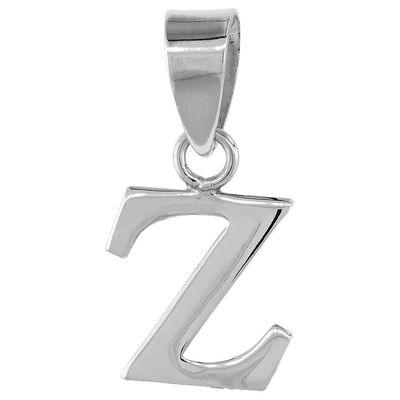 1/2 Inch Small Sterling Silver Block Initial Z Necklace Alphabet Letters High Polished 24 inch Box_15
